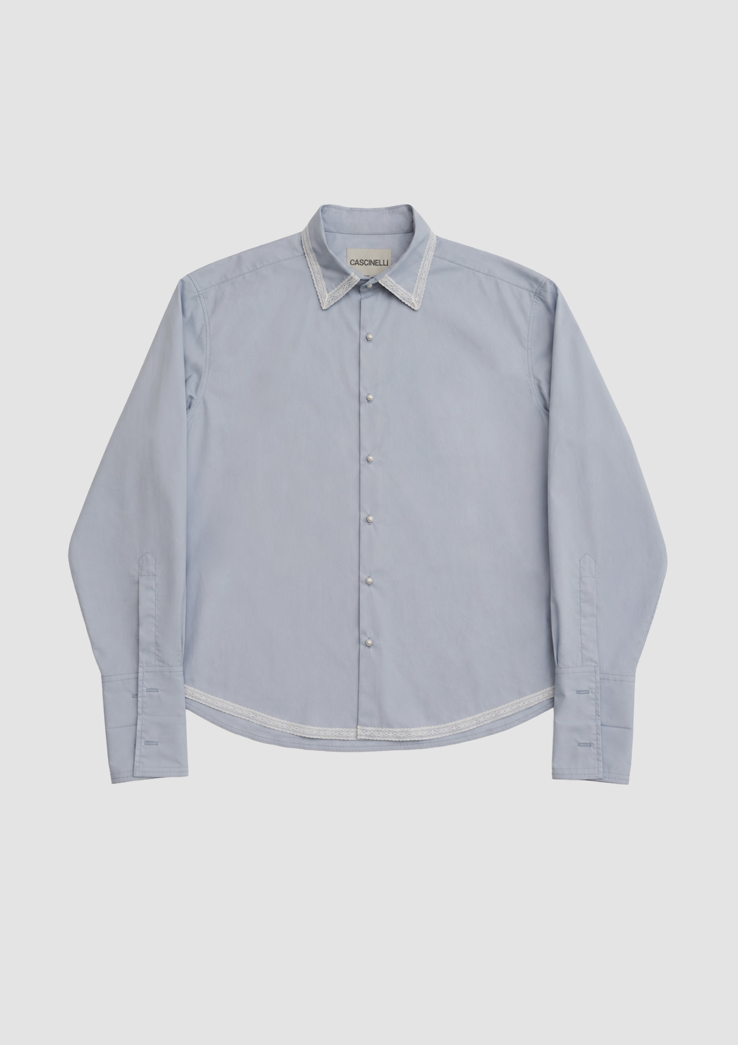 Lace Trim Poplin Shirt