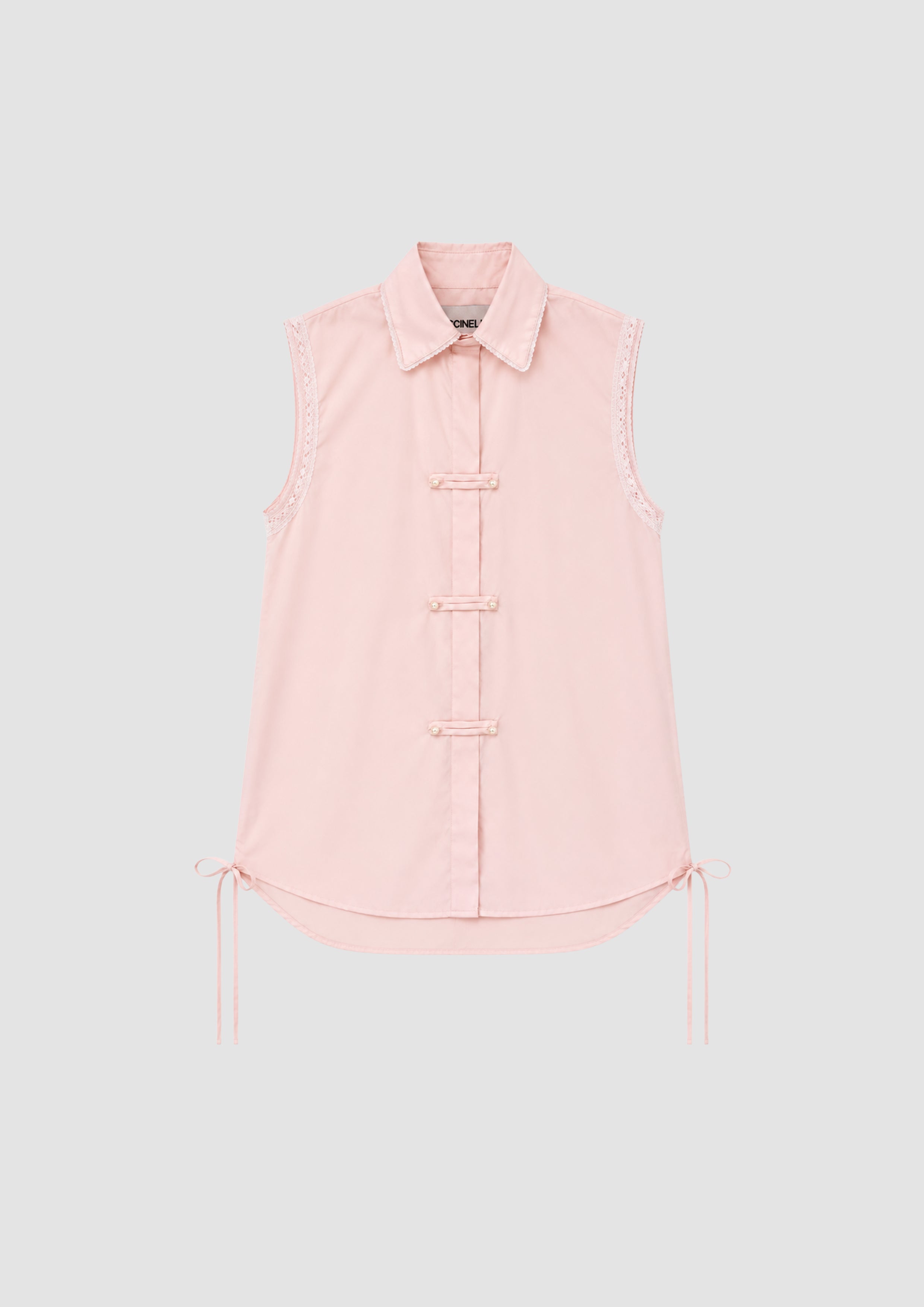Pink Cotton Sleevless Shirt